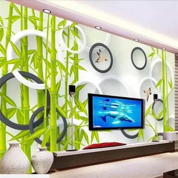beibehang Пользовательские обои 3d фотообои зеленый бамбук 3D круг гостиная спальня ТВ фон обои 3d papel de parede