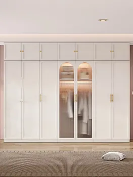 Французский роскошный шкаф для одежды, домашняя спальня, шкафчики из массива дерева, современные простые стеклянные двери, комбинированный шкаф по индивидуальному заказу