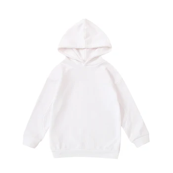 Детская Толстовка с капюшоном для маленьких девочек, осенний однотонный пуловер с длинными рукавами, повседневная одежда из белого хлопка для малышей, сохраняющая тепло одежда