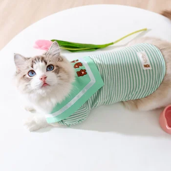 Одежда для домашних животных Лето Весна Модный Пуловер в полоску, Милая дизайнерская рубашка с котом, Пижама с рисунком Маленькой собачки, Чихуахуа, Мальтийский Йоркшир