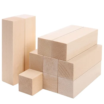 Большие Деревянные Блоки для резьбы (10 упаковок) 4 x 1 x 1 дюйм (ов) Незаконченный Набор для Поделок из Липы DIY Hobby Set для начинающих