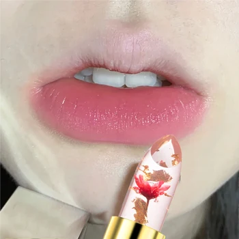 Меняющий цвет Бальзам для губ Crystal Jelly Flower Блеск для губной помады Прозрачный Стойкий Увлажняющий Косметический Макияж губ