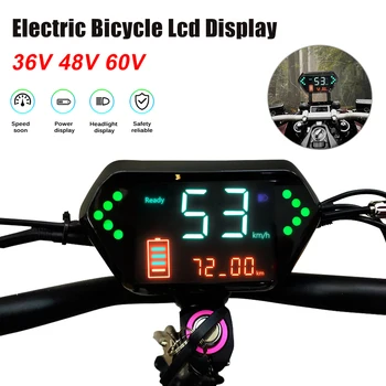 ЖК-дисплей электрического велосипеда 36 В 48 В 60 В со спидометром, одометром, индикатором заряда батареи, указателем поворота, 72 В для фазового регулятора