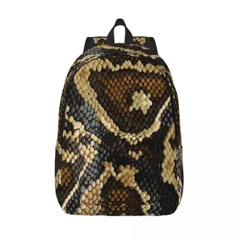 Мужской Женский рюкзак Большой емкости, школьный рюкзак для студента, школьная сумка с текстурой змеиной кожи