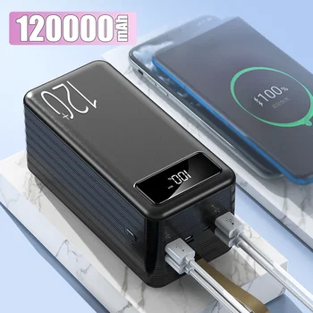 Power Bank 120000 мАч, портативный PD, быстрая зарядка, портативное зарядное устройство, внешний аккумулятор Powerbank для iPhone 14 13 12 Pro Xiaomi