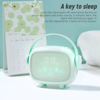Милый детский цифровой будильник с ночником, настольные часы для пробуждения, домашний декор