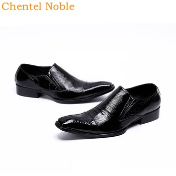 Роскошный бренд Chentel Manual Gentleman, черные модные мужские модельные туфли из натуральной кожи, красивая мужская обувь без застежки Большого размера