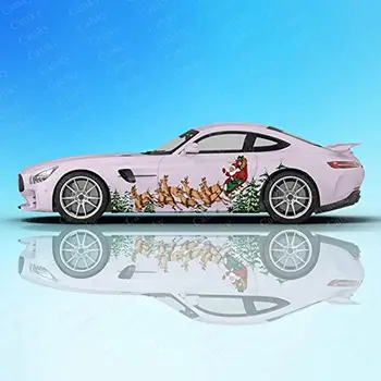 С Рождеством автомобиля наклейки Санта-Клауса винил стороне рисунок узор цвет автомобиля наклейка боковая наклейка Лось Снежинка стикер автомобиля (Тип3,