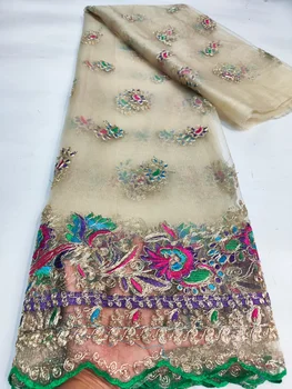 Нигерийская кружевная ткань для свадьбы 2022 Высококачественная вышивка Французский тюль Африканская кружевная ткань для женского вечернего платья Sew LJK2313
