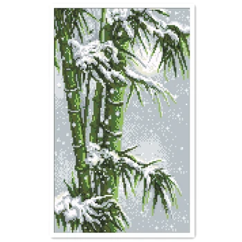 Прозрачный запас Большой бамбуковый набор для вышивания крестиком лес снег зима 18 карат 14 карат 11 карат белая ткань хлопчатобумажная нить вышивка DIY ручной работы