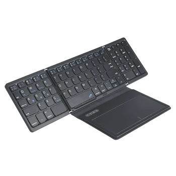 Клавиатура, совместимая с Bluetooth, 81 клавиша, беспроводной кожаный чехол, складная клавиатура с тачпадом для универсального планшетного компьютера, телефона