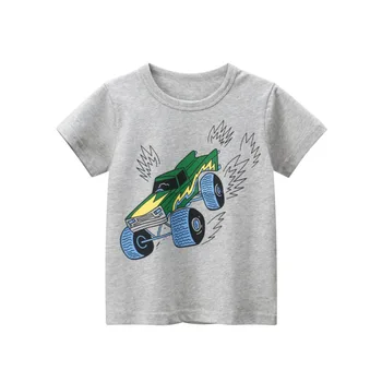Летняя детская одежда, футболка для мальчиков, Хлопковая футболка с динозавром, короткий рукав, Повседневная милая футболка для мальчиков, рубашка от 1 до 8 лет