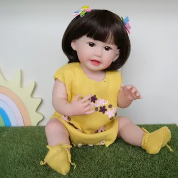 NPK 55 см, мягкое силиконовое виниловое возрождение, кукла-малышка, реалистичный настоящий ребенок с париком для девочки в подарок