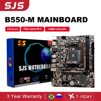 SJS Новая материнская плата AMD B550M Micro-ATX B550-VH-W DDR4 64G M.2 USB3.2 4 ×SATA 3.0 с процессором AMD Ryzen 5 7 AM4 Processor placa mae