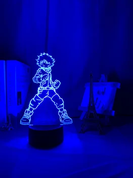 3D лампа с рисунком Изуку Мидории, ночник для детской спальни, светодиодный сенсорный датчик освещения комнаты, подарок аниме My Hero Academia, светодиодный ночник