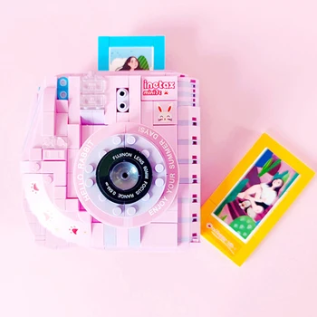Цифровая фотокамера моментальной печати Polaroid Pink Rabbit Machine Photo 3D модель DIY Mini Blocks Bricks Строительная игрушка для детей