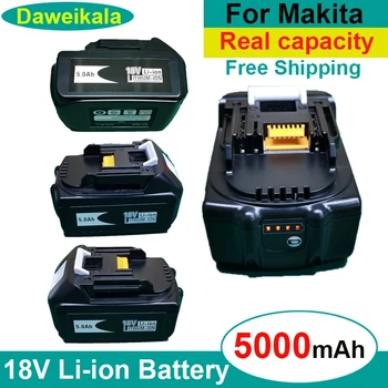 2023 Оригинальная Аккумуляторная батарея 18V 5000mAh Li-ion battery 5.0Ah для Makita 18650BL1860 BL1850BL1840 BL1830 BL1860B + 4 аккумулятора