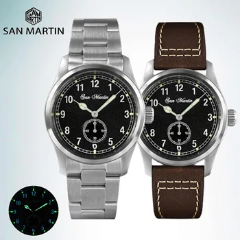 San Martin 37mm RONDA 6004 Pilot Watch Кварцевый механизм Военные простые модные мужские наручные часы 20 бар Водонепроницаемые светящиеся ремешки