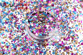 RM321-291 Смешайте цвета и круглые точечные формы с металлическим блеском для макияжа ногтей и украшения своими руками