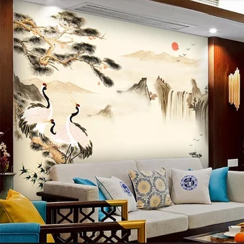 wellyu Новый гостеприимный сосновый чернильный пейзаж в китайском стиле, вода и богатство, фоновая стена, изготовленная на заказ большая фреска, обои, фреска