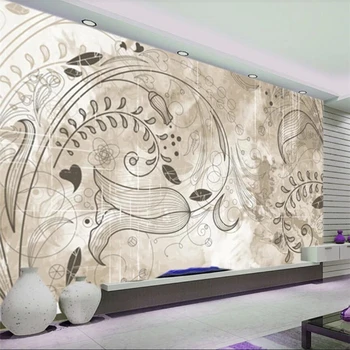 wellyu Заказал большую настенную роспись с европейскими цветами в стиле ретро в старом стиле в гостиной на фоне телевизора обои для стен