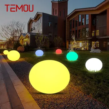 Современный белый газонный светильник TEMOU, водонепроницаемый IP65, Наружные круглые светодиодные фонари 16 цветов для украшения сада и парка