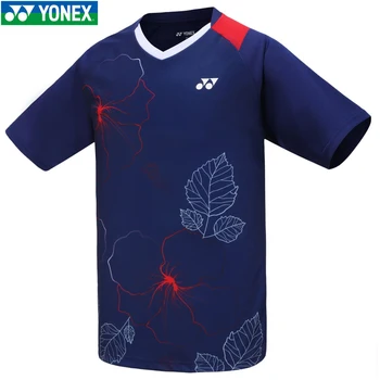 Спортивная футболка Yonex теннисная одежда быстросохнущая майка для бадминтона с коротким рукавом мужская женская летняя