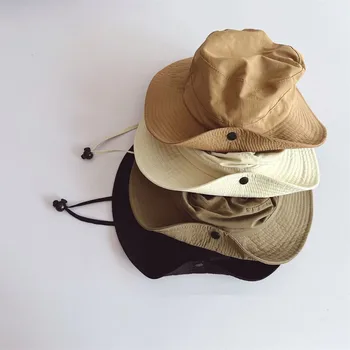 deer jonmi Весна-лето, детские солнцезащитные шляпы-ведерки в японском стиле, однотонная рыбацкая шляпа для отдыха на природе для маленьких мальчиков