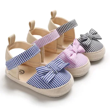 Обувь для новорожденных малышей, обувь для детской кроватки для девочек, детские кроссовки First Walker на хлопковой подошве с цветочным бантом принцессы 0-18 месяцев
