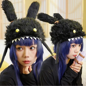 Игра Final Fantasy XIV FF14 Gaia Косплей Blakc Pulsh Шляпа для девочек Кавайная шляпа с заячьими ушками, Аксессуар для костюма для ролевых игр на вечеринке