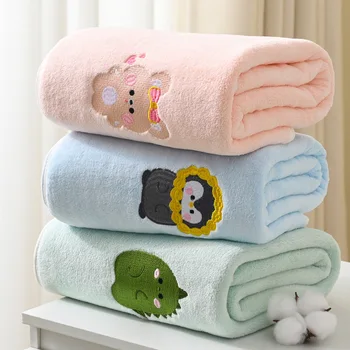 Мягкое детское банное полотенце из кораллового флиса, зимнее детское одеяло для новорожденных, постельное белье, пеленание, Мультяшные детские аксессуары, Манта