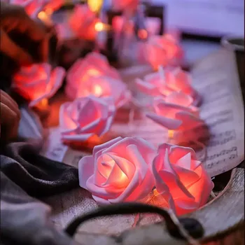 Свадебная гирлянда на день Святого Валентина, гирлянда из сказочных светодиодных роз, рождественские наружные фонари для Рождественской вечеринки, украшение сада, Штепсельная вилка ЕС/США