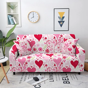 Чехол для дивана с розовым сердечком для гостиной, эластичный чехол для дивана, Эластичный чехол для дивана, чехол для кресла, чехол для углового дивана, украшение для дома