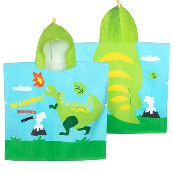 Новое детское банное полотенце из микрофибры, впитывающее хлопок, мультяшный детский халат, детское носимое пончо с капюшоном, пляжное банное полотенце