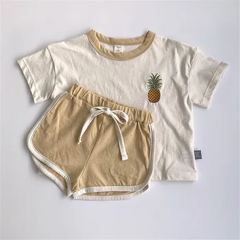 Летний костюм для мальчика, Южнокорейская версия Летнего детского костюма для девочек, Одежда для маленьких мальчиков, Шорты для новорожденных девочек, Костюм для Мальчиков, Костюм для девочек