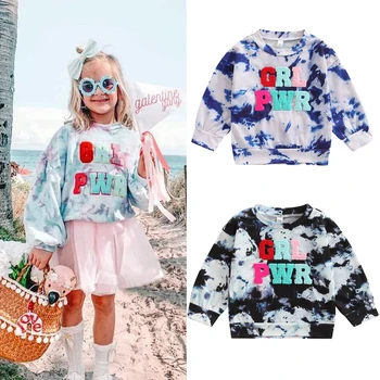 Модные осенние футболки для малышей и девочек, одежда для девочек от 1 до 6 лет, свободные топы с 3D буквенным принтом и длинными рукавами, верхняя одежда