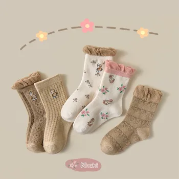 Детские чулочно-носочные изделия Осенне-зимние детские носки кружевной цилиндр Детские носки с цветочным рисунком для девочек-зайчиков Princess Chaussettes Fill