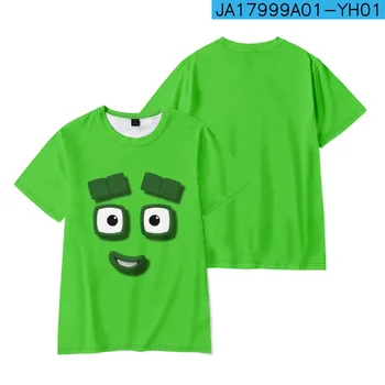 Детская летняя футболка с рисунком аниме Numberblocks с мультяшным принтом для малышей от 4 до 14 лет, футболки с короткими рукавами для мальчиков и девочек, детская одежда, топы, одежда