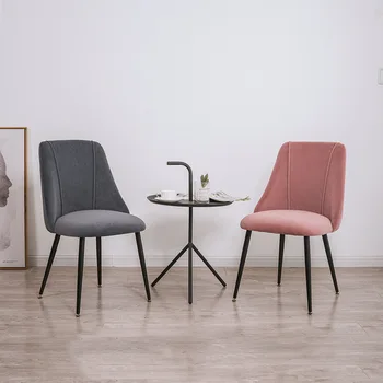 Современный обеденный стул, стул с мягкой обивкой, подчеркивающий гостиную, простой дизайн бокового стула без плеча, металлический стул