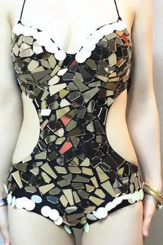 Модный Сексуальный зеркальный костюм Ди-джея, Женский комбинезон, выступление танцовщицы в ночном клубе, Сексуальное