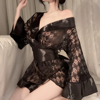 Женское Сексуальное Кимоно Сакура, Прекрасный Японский Форменный халат, цветочный халат, Короткое Кимоно, ночной халат, халатик