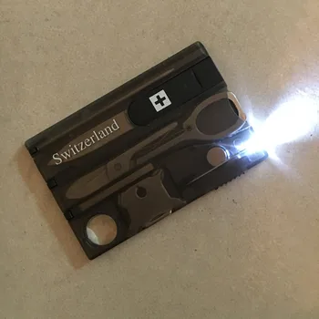 Инструмент для кредитных карт, Многофункциональный кошелек EDC, нож со светодиодной подсветкой, ножницы