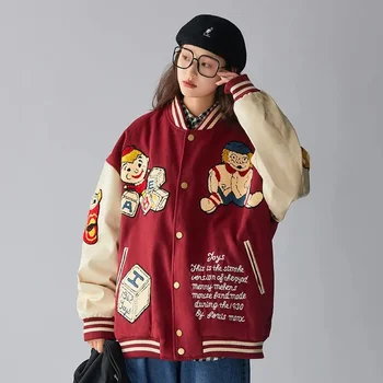 Американский Y2K ретро уличный высококачественный буквенный узор с вышивкой модная куртка женская бейсбольная форма женская куртка зима 2021