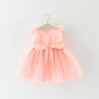 Летнее платье для маленьких девочек, одежда для младенцев, платье для малышей, тюлевая вечеринка с бантом, свадьба, день рождения, костюмы для девочек