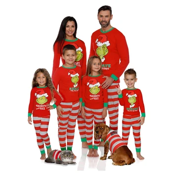 Одинаковая одежда для семьи ЯГИМИ, Рождественские Пижамы, Семейная Красная одежда, Штаны в полоску, Пижамы для собак, Одежда для мамы и меня, Одежда для пары