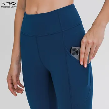 Женская одежда для тренажерного зала Mermaid Curve, боковые карманы, карман на скрытом поясе, штаны для йоги, облегающие леггинсы для фитнеса с высокой посадкой