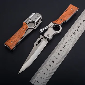 Военный Тактический Карманный Нож Складной Нож 57HRC Лезвие Деревянная Ручка Многофункциональный инструмент Самообороны Выживания Охотничьи Походные Ножи