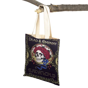 Женская сумка для покупок рок-группы Grateful Dead, женские сумки для покупок, холщовая сумка-тоут, дорожная сумка с двойным принтом Vitage Skull, Наплечная сумка для путешествий