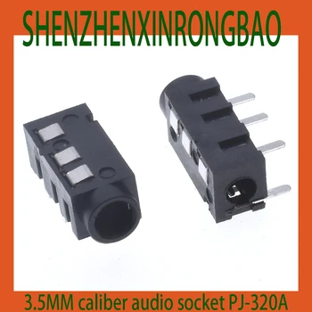 10шт разъем для передачи звука калибра 3,5 ММ, двухканальный разъем для наушников PJ320A, горизонтальный 4-контактный DIP 320A, черный и розовый