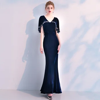 Вечернее платье для банкета, женское бархатное платье 2023 года и элегантное длинное приталенное платье с рыбьим хвостом